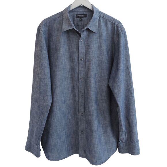 Chambray Shirt XL Banana Republic Soft Wash Slim Fit - Picture 4 of 9
